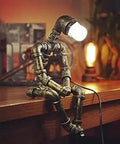 Steampunk Robot Desk Lamp With Adjustable Arm Retro Industrial Bronze Pipe Design Two Edison Bulbs Dope Home Decor Gift