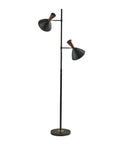 Arlo Tree Floor Lamp With Dual Shades, 67.25 Inch Tall, 2 x 60W Max, Black Finish, Modern Mid Century Style For Living Room