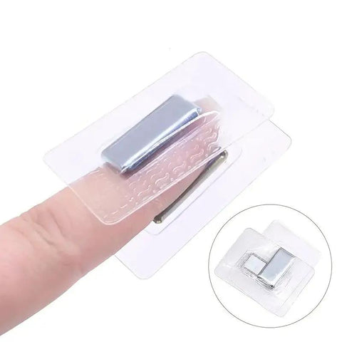 Heavy Duty Rectangular Magnetic Buttons Hidden Clasp Set Hella Secure For Leather Bags Jackets And Luggage 10 Pack Prime Neodymium Snap Fasteners shown on a finger.