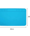 Two Pack Silicone Soldering Mat For Electronics Repair Workstation With Grids Pro Grade Anti Static Non Toxic Flexible Heat Resistant Durable Pad For Watches Phones Laptops And Other Small Parts Organization, blue 30x20 cm shown