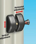 MagnaLatch Side Pull Gate Latch showing vertical and horizontal adjustment features on gate installation.