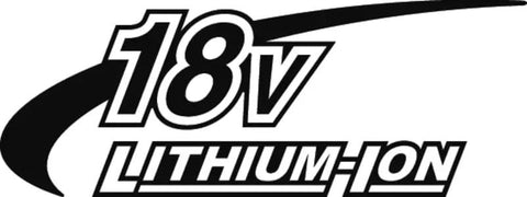 18V Lithium-Ion logo representing energy source for Badass Compact 18V Cordless Driver Drill Body Only equipped with heavy duty metal gears.