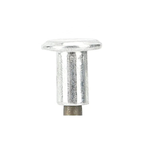 Close-up of a Kickass 6.5Mm Tire Stud Screw, solid tungsten steel, designed for winter traction on icy roads.