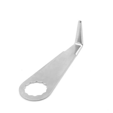 Beefy Pro Grade Heavy Duty Pneumatic Windshield Removal Knife Kit component with stainless steel hook blade, side view.