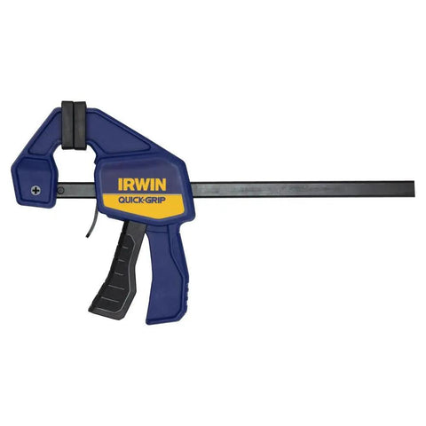 One-Handed Mini Bar Clamp Set 12 Inch Quick Release Non Marring Pads 140 Lb Clamp Force Resin Body With Hardened Steel Bar 2 Pack