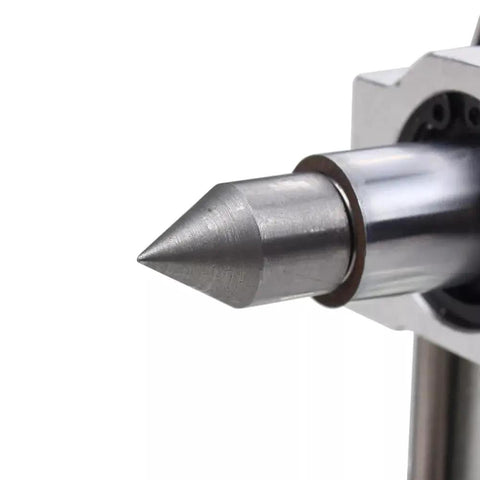 Heavy Duty Manual Tailstock With 70mm Center Reach For Wood Lathes And Cnc Routers rotary stand tip close-up.