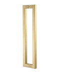 Push Pull Door Handle 12 Inch Satin Gold Stainless Steel 304 Heavy Duty For Solid Wood Glass And Metal Doors Square Rectangle Shape With 1.2mm Wall Thickness 4.6mm Engagement And Hex Socket Set Screws. Satin gold rectangular pull handle front view