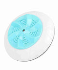 Portable Mini Washing Machine Turbo Wash Usb Powered Travel Laundry Compact Cleaner Gentle Fabric Care Dual Turbine Tech Lightweight On The Go top view of the blue spinner