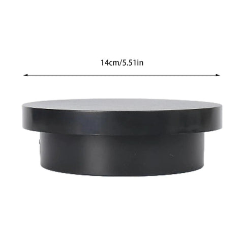 Cool Electric Turntable Display That Spins Your Goods 360 For Amazing Trade Fairs And Photo Shoots Plus It Runs On USB To Keep Things Easy And Green black motorized turntable top view, 14cm diameter.