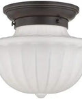 Dutchess 1-Light Small Flush Mount In Old Bronze Finish With White Glass Shade