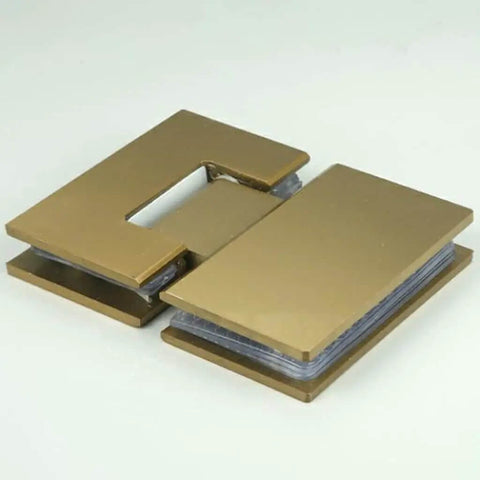 Frameless Glass Shower Door Hinge with 180 Degree Swing Brushed Stainless Steel Wall Mounted Bathroom Hardware in titanium gold