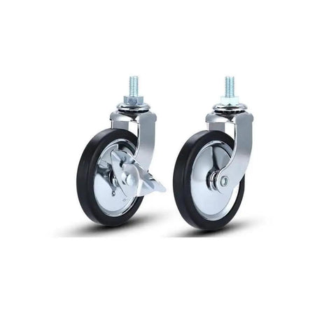 3 Inch Chrome Plated Lead Screw Swivel Caster Wheels Silent Roll Furniture Casters with rubber wheels and brake mechanism.