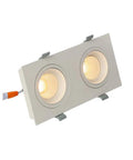 Dimmable Recessed LED Light Fixture With 2 Heads, Canless Gimbal 14W, 3.5 By 8 Inches, White Ceiling Spotlight, Eyeball Downlight