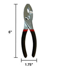 Slip Joint Pliers 6 Inch Go-To Workhorse With Heavy Duty Carbon Steel And Non Slip Rubber Grip, Fine Teeth In Front And Coarse Teeth In Back