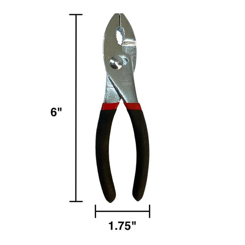 Slip Joint Pliers 6 Inch Go-To Workhorse With Heavy Duty Carbon Steel And Non Slip Rubber Grip, Fine Teeth In Front And Coarse Teeth In Back