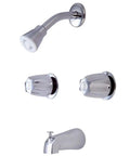 Americana 8 Inch Twin Handle Center Tub And Shower Valve In Polished Chrome Featuring Brass Construction Pressure Balanced Washerless Cartridge One Point Eight GPM Shower Flow At 80 PSI California Title Twenty Compliant