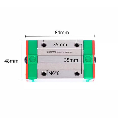 Heavy Duty Linear Block HGH25CA and Linear Guide for CNC Machines, Four Directional Load Capability, Auto Centering, 84x48mm