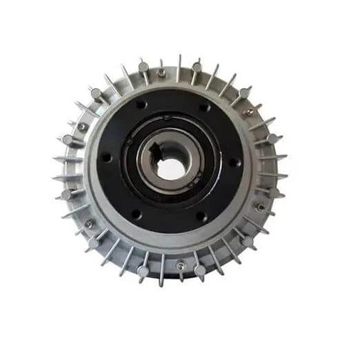 Front view of Rotating Hollow Shaft Magnetic Powder Clutch With Brake System And 24V Tension Controller DTC25 for industrial use.