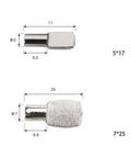 Dimensions of Heavy Duty Adjustable Cabinet Shelf Support Pins Removable Metal Pegs in Iron Nickel Color shown.