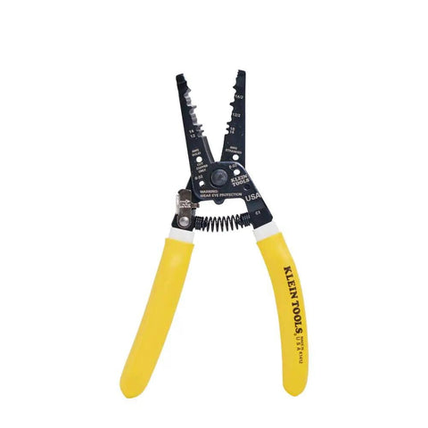 Dual NM Cable Stripper And Cutter For 12 And 14 AWG Wire with yellow handles, precision shear blades, USA made