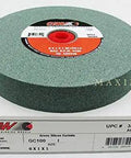 Heavy Duty Green Silicon Carbide Bench Grinder Wheel 6x1 Inch with bushing, used for sharpening metals and carbides.