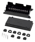 Heavy Duty Black Fused Junction Box For Trucks And Mods Slick Housing, fuse block with cover and mounting hardware.