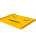 Built Tough Steel Dock Board 60 X 72 Inch 16000 Lb Rated Capacity Forklift Transfer Plate in yellow, designed for heavy-duty loading.