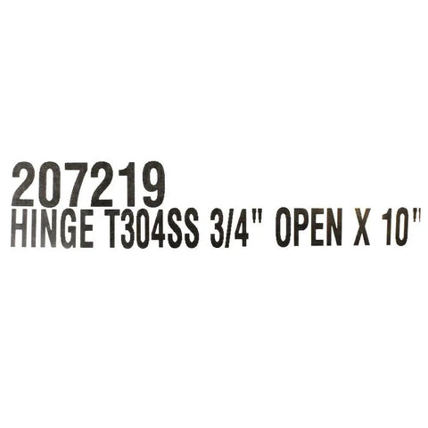 Premium Marine Boat Piano Hinge 10 Inch By 3/4 Inch With 20 Gauge 304 Stainless Steel displayed with size indication.