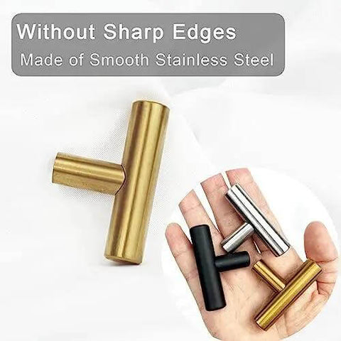 Thirty Pack Stainless Steel Cabinet Knobs And Drawer Pulls With Mounting Screws Single Hole Gold Handles For Kitchen And Bedroom Furniture Upgrades Rock Solid Hardware Offering No Hassle Install And Premium Craftsmanship featuring smooth finishes in various colors.