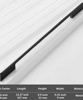 Five Pack Solid Black Long Cabinet Handles Five Point Eight Three Inch Drawer Pulls For Kitchen Cabinets Dressers And Furniture Renovation Easy To Install Durable Modern Premium Hardware, shown on white surface with dimensions.