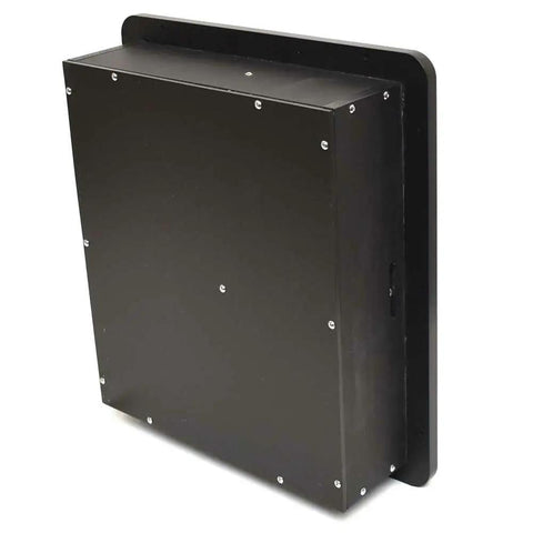 Built Dope Marine Boat Fire Extinguisher Storage Box in matte black, showing ten countersunk holes for secure deck mounting.