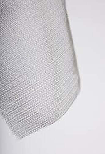 Close-up of Dope Conductive Silver Fabric for EMI Shielding and Wearable Tech Projects, showing flexible silver coated texture.