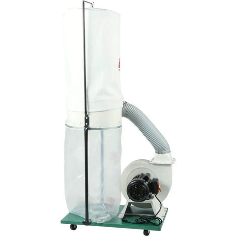 Heavy Duty 2 HP Dust Collector With Balanced Cast Aluminum Impeller And Dual Four Inch Inlets For Workshops, white bag, compact design, extraction system