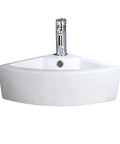 Wall Mount Corner Vessel Sink With Chrome Faucet And Pop Up Drain, White Porcelain Above Counter Mini Vanity Sink For Small Bathrooms