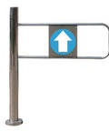 Built Like A Tank Metal Swing Security Gate For Shops And Warehouses Decorative Plate Hides Bolts Super Easy Install Smooth Auto Swinging Silver 70x97cm Total No Stress Setup with clear directional sign.