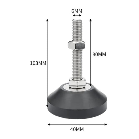 Adjustable Furniture Leg Levelers Pack Of 2 With Rubber Base Feet M6 Threaded Posts Easy Height Adjustment Up To 80 mm Rugged Load Support