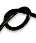 Close-up of Half Inch Internal Diameter By Three Quarters Inch Outer Diameter Silicone Vacuum Tubing Hose Black showing flexibility.