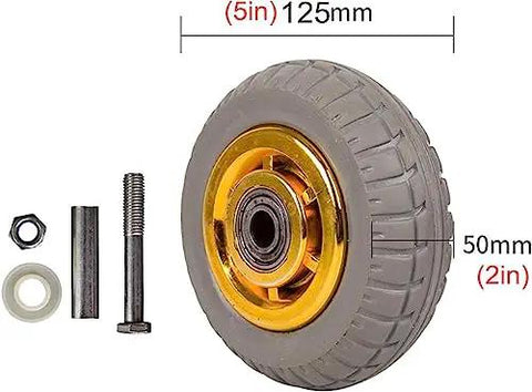 Heavy Duty 125Mm Rubber Swivel Caster Wheels With Brakes Set Of Four For Furniture And Cart Mobility featuring a 125mm tire and 50mm width.
