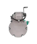 Electric AC Compressor 12V Direct Bolt On For Hyundai Kona 2022 viewed from the front, showcasing compact design and electrical connectors.