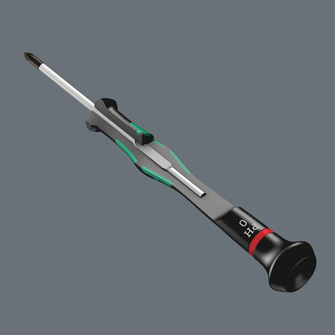 Pro Grade Micro Hex Screwdriver For Electronics With 2.5 X 60 mm Bit, Kraftform Multi Component Handle shown on grey background