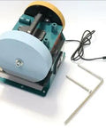 Heavy Duty 10 Inch Electric Knife Sharpener With Water Cooled Cooling System For Kitchen And Shop Use No Fuss Bench Grinder For 220V Direct Hookups showing blue grinding wheel.