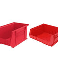Heavy Duty Red Plastic Storage Bins 18 Pack With 15 By 8 By 7 And 15 By 16 By 7 Inch Sizes Stackable Hanging Crates