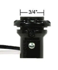 Side view of Phenolic Candelabra Socket E12 Base With 1.25 Inch Shoulder And Screw Ring, 8 Inch Wire Leads, Wholesale Pack Of 6