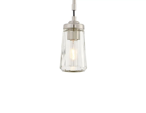Poleis Mini Pendant Light 1 Light Fixture With 60 Watt Max Brushed Nickel Finish Clear Glass Shade Close-Up
