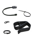Resqme car escape tool accessory pack with visor clip, lanyard, keyring and cable tie (front view)