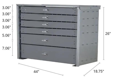 Heavy Duty Steel Six Drawer Cabinet With Slide Systems Rated At Five Hundred Lbs Pro Trucker Shop Organizer And Secure Garage Gear Locker Built Like A Tank For The Daily Grind Job Sites