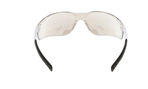 Tough As Nails Polycarbonate Safety Glasses With Clear Mirror Lenses And Slip Free Black Temples Deliver Crisp Views Indoors Out While Blocking Harmful UV Rays With Sturdy Side Shields