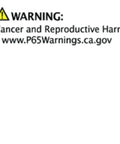 Warning label for cancer and reproductive harm, directing to P65Warnings.ca.gov for more information.
