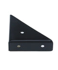Rock Solid Triangle Shelf Brackets 90 Degree Corner Support, slick black finish, heavy-duty steel, ideal for furniture stabilization.