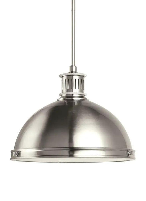 Pratt Street Two Light Pendant in Brushed Nickel Modern Metal Fixture for Wet Locations, cETL Listed, Energy Star Qualified